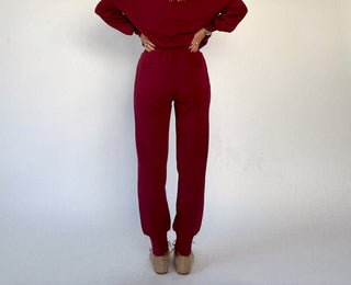 VARLEY The Slim Cuff Pant 27.5" New Maroon Back Full Length Image