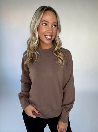 VARLEY Zosia Crew Neck Midlayer in Coffee Quartz