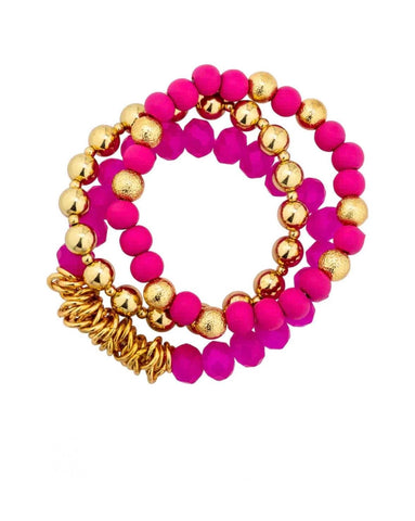 Glam Girl Bracelet Set - Fuchsia